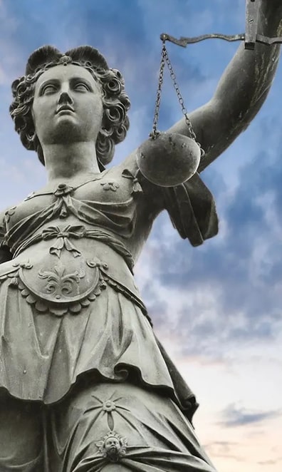 Litigation Practice Area represented by Lady Justice holding justice scales